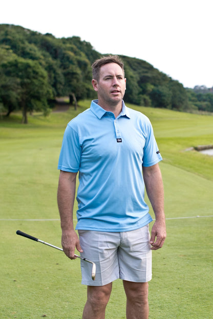 [SKUIQ238] Custom Apparel Mens Golf Shirts | Iconic (Sky Blue, L)