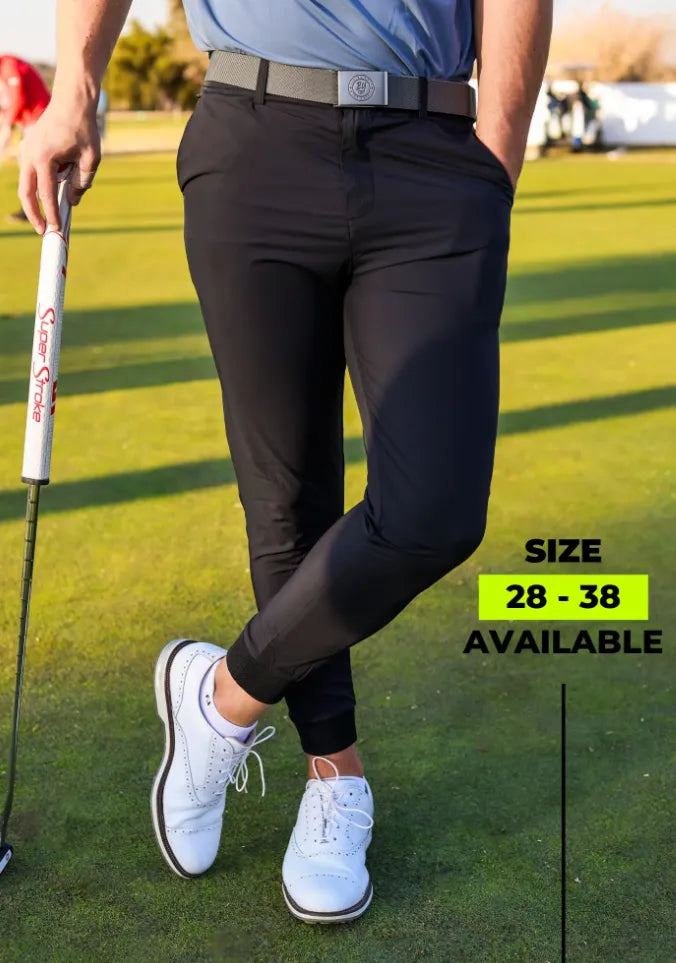 [JP-JOG-BLACk-34] Booyaa Mens Golf Longs | Jogger (Black, 34)