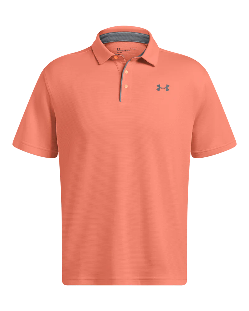 [1290140897XXXL] Under Armour Mens Golf Shirt | Tech Polo | Striped (Peach, 3XL)