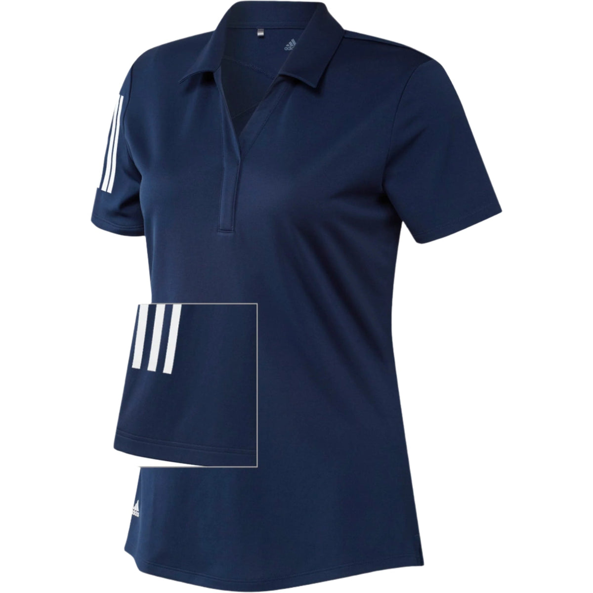 [GP0243-XL] Adidas Womens Golf Shirt | 3 Stripe Club Polo (Navy, XL)
