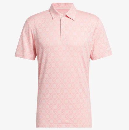 Adidas Womens Golf Shirt | Go-to Jacquard Short Sleeve Polo | Clear Pink