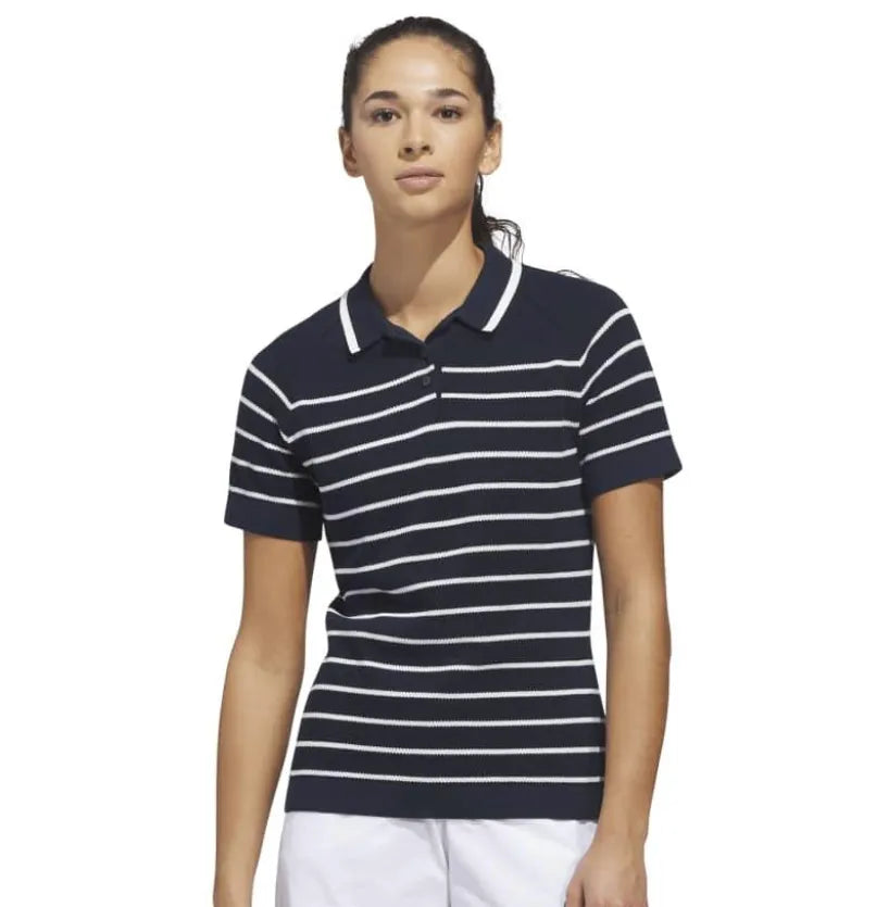 Adidas Womens Golf Shirt | Ultimate365 Stripe | Collegiate Navy