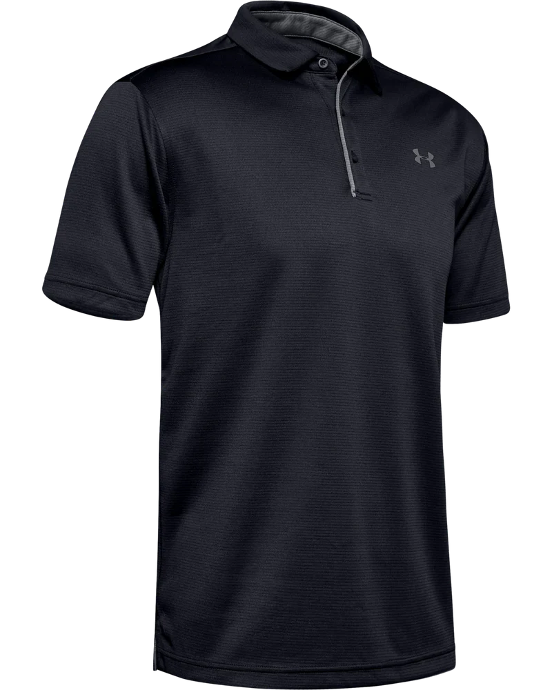 [12901400013XL] Under Armour Mens Golf Shirt | Tech Polo | Striped (Black, 3XL)