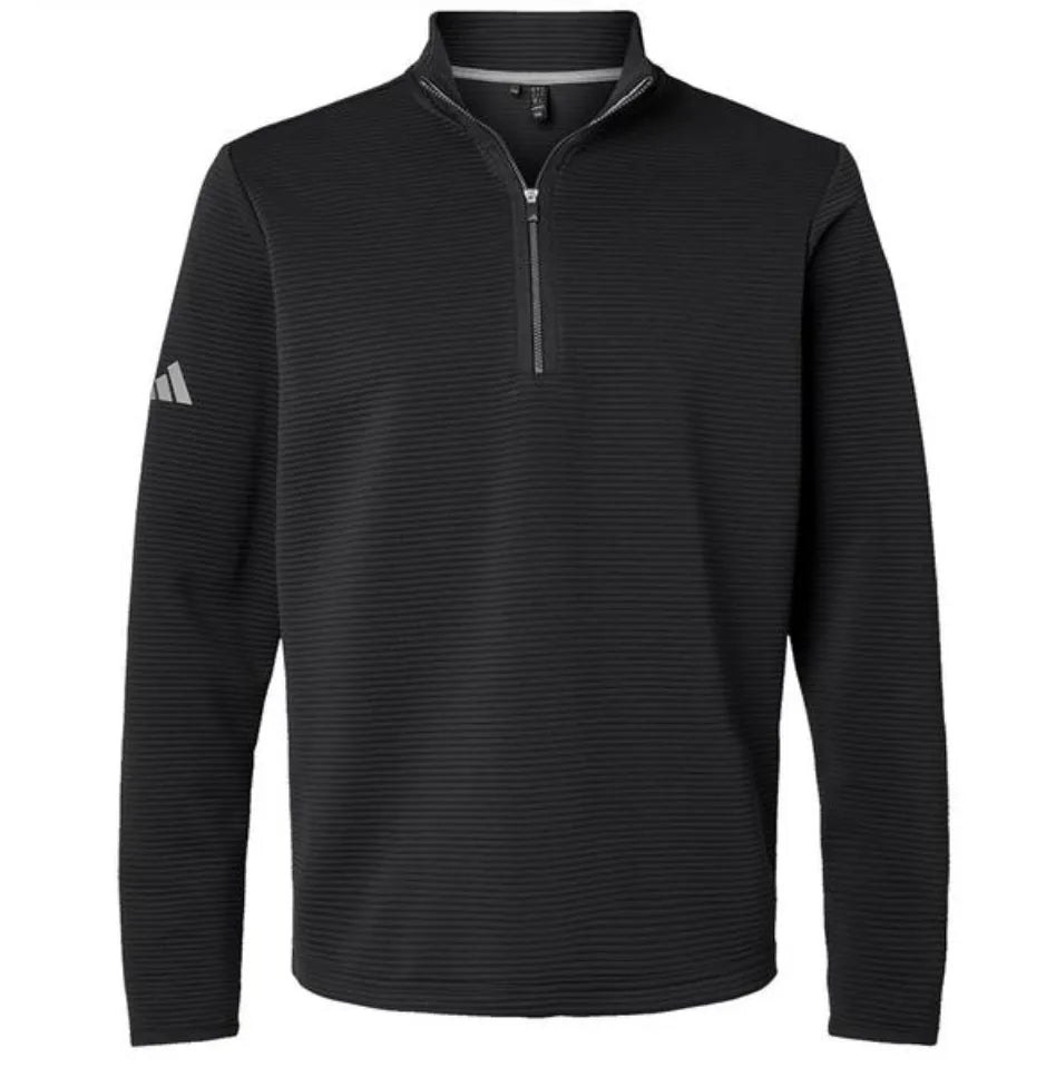 Adidas Mens Golf Jacket | Performance Textured Quarter Zip | Black