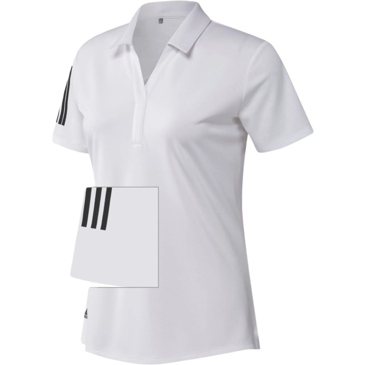 [GP0245-S] Adidas Womens Golf Shirt | 3 Stripe Club Polo (White, S)