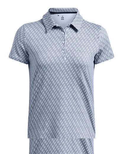 [1387148464XL] Under Armour Womens Golf Shirt | Playoff 3.0 Printed | Blue (XL)