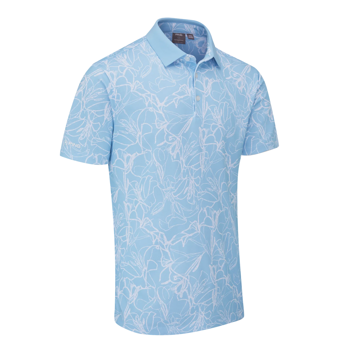 Ping Mens Golf Shirts | Orlando Polo | Baltic Sea-White