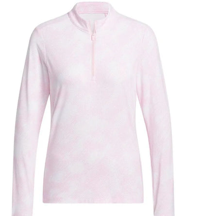 Adidas Womens Jersey | Printed  Polo Quarter Zip | Pink