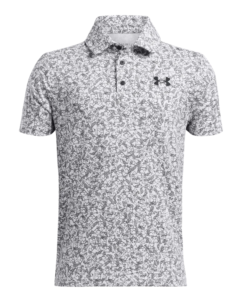 Under Armour-ის უმცროსი გოლფის მაისური | პოლო | თეთრი/შავი პრინტით
