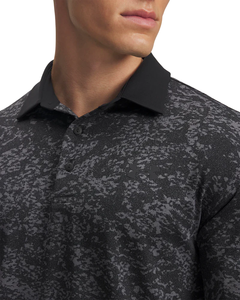 Under Armour Men's Golf Shirts | 3.0 Printed Polo | Black/Dark Grey