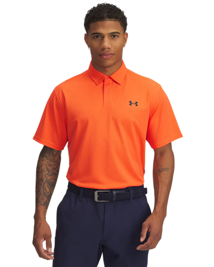 Under Armour Men's Golf Shirt | Pique Polo | Orange/Black